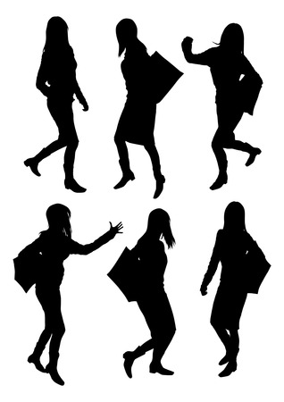 Girls silhouettes setのイラスト素材