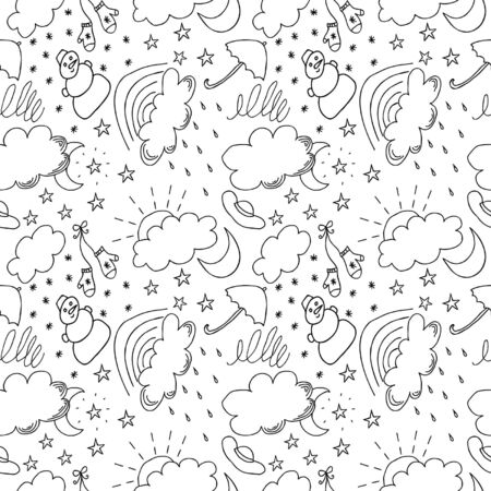 Weather hand drawn seamlessのイラスト素材