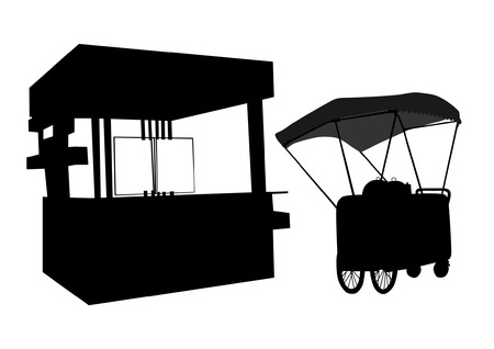 Illustration of stalls sells fast foodのイラスト素材