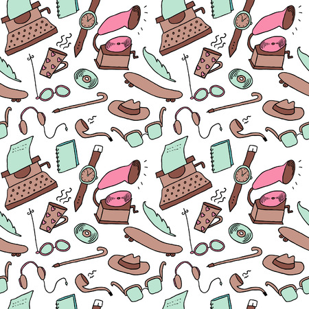 Hipster Hand Drawn Color Seamlessのイラスト素材