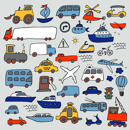Transport hand drawn setのイラスト素材