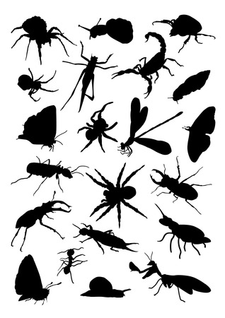 Insects Silhouettes Setのイラスト素材