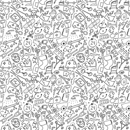 Medicine hand drawn seamlessのイラスト素材