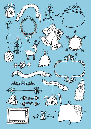 Christmas hand drawn design elementsのイラスト素材