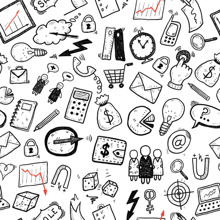 Hand Drawn Cartoon Business Seamlessのイラスト素材