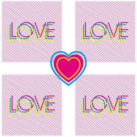 Vector poster love and heartのイラスト素材