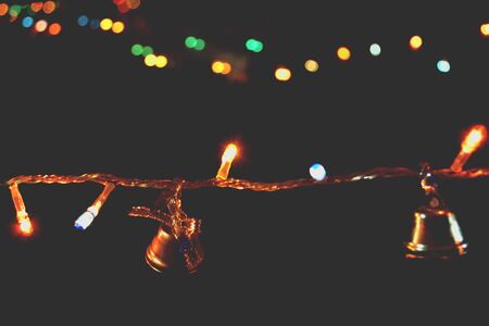 Christmas decoration. Christmas lights. Bokeh effect.の写真素材