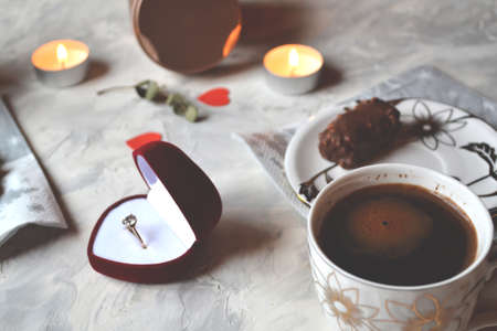 Romantic breakfast for a couple in love.
