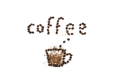 word from coffee beans. isolatedの写真素材