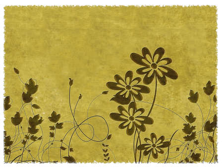 Leafy ornament on a grunge backgroundの写真素材