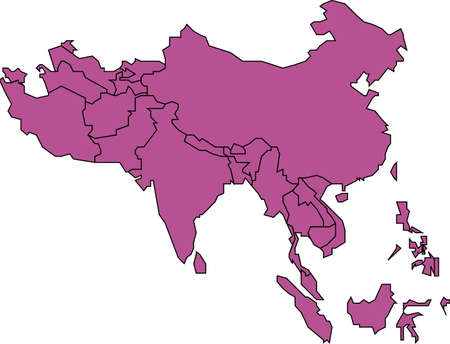 Map of Southern Asia, Coloredの写真素材