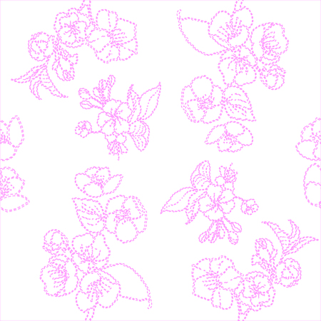 unobtrusive floral Wallpaper, pink flowers on white background, seamless textureのイラスト素材