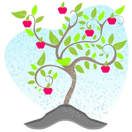 Tree with fruit on the background of a heart.のイラスト素材
