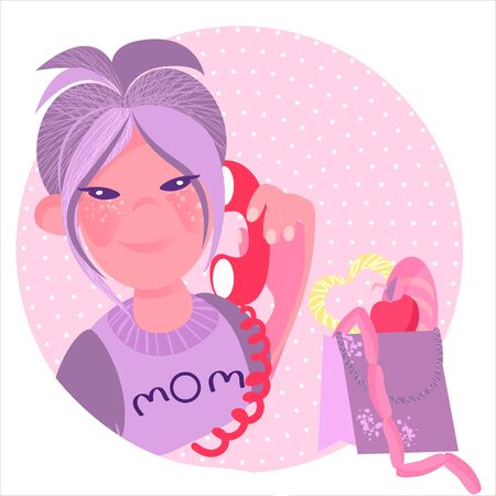 Buy at Home. Fresh Groceries. Food Delivery. Online order service. Order by phone. Woman shopping online. Supermarket.のイラスト素材