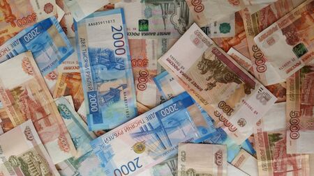 A lot of money, different countries, different equivalents.Business photos.の写真素材