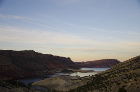 Flaming Gorge Reservoir, sunsetのeditorial素材