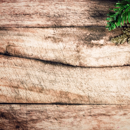 Christmas background with copyspace, Christmas decorations on wooden old table. の写真素材