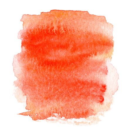 Colorful orange wet  spot, watercolor abstract hand painted textured background isolated on white.の写真素材