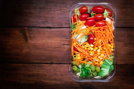 Fresh vegetable salad / healthy food with copy space for text / Healthy lifestyle conceptの写真素材