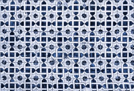 Typical colorful Moroccan, Portuguese tiles, Azulejo, ornaments - arabic wall design - Lisbon,...