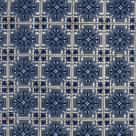 Azulejo background, portuguese or moroccan, tiles, arabic wall design - Lisbon, Portugal December...