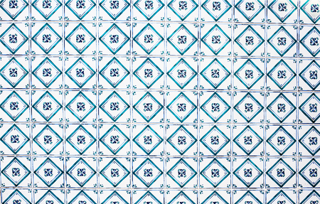 Typical  Vintage Traditional ornate portuguese decorative tiles azulejos with pattern, Abstract tiles background -  Lisbon, Portugal December 26, 2016のeditorial素材
