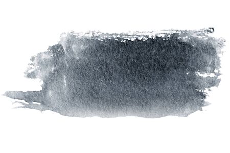 Abstract black watercolor ink spot isolated on white background. Hand drawn color splashing on  paper  textured background. High resolutionの写真素材