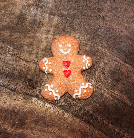  Christmas background with gingerbread cookie and holiday decorations. Christmas card
の写真素材