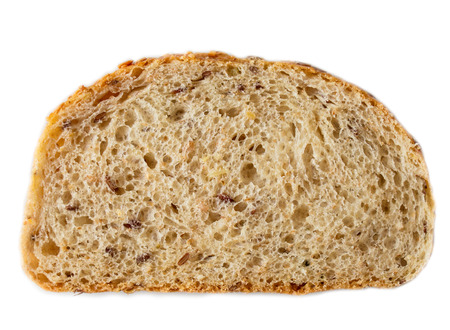 Slices of wholegrain bread isolated on white   background closeup