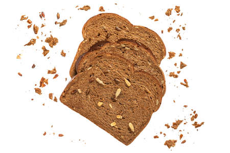 Sliced bread isolated on white background. Fresh Whole grain Breadの写真素材