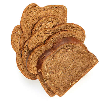 Sliced bread isolated on white background. Fresh Whole grain Breadの写真素材