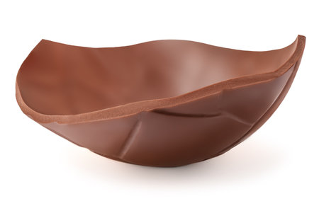 Broken Chocolate Easter egg isolated on white background, close up. Sweet egg for holidaysの写真素材