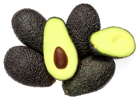 Fresh avocado isolated on white background. Black Hass avocado closeup.の写真素材