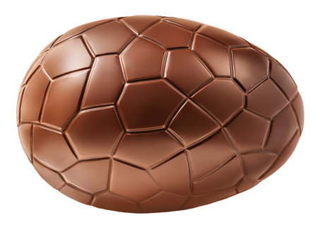 Chocolate Easter egg isolated on white background, close up. Sweet egg for holidaysの写真素材