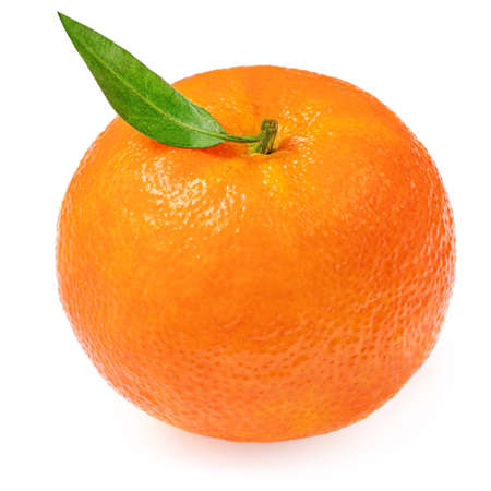 Sweet Mandarine oranges fruit or tangerine isolated on white background. Ripe clementine close upの写真素材