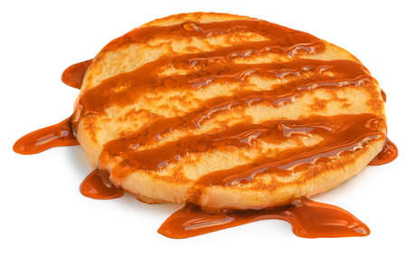ancakes with maple syrup isolated on a white background.の写真素材