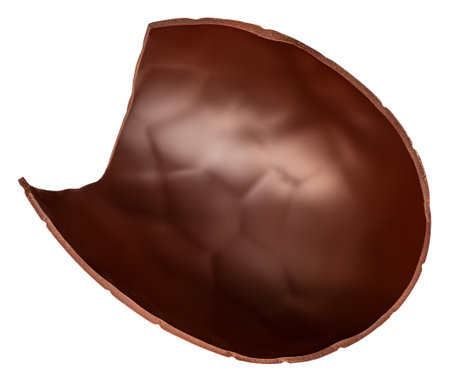 Broken chocolate piece isolated on white background, close up.の写真素材