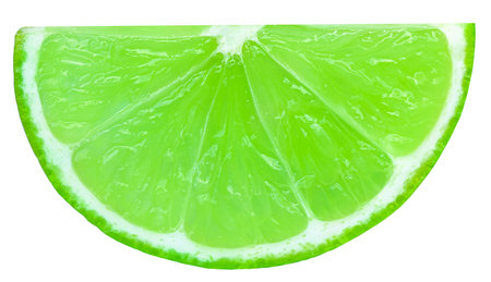 Lime slice isolated on white background. Lime citrus fruit closeupの写真素材