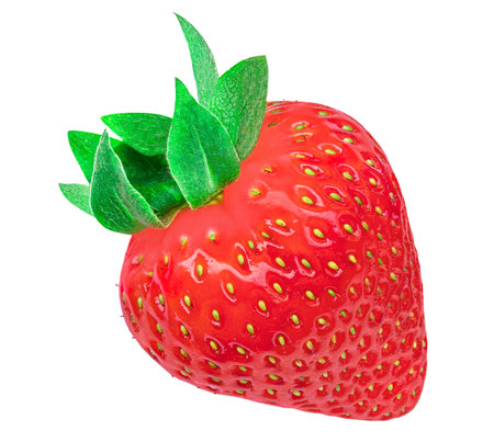 Strawberry isolated on white background. Whole Strawberry fruits Top view. flat layの写真素材