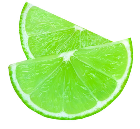 Lime slice isolated on white background. Lime citrus fruit closeupの写真素材