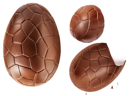 Chocolate Easter egg Collection isolated on white background. pattern. Cocoa Eggsの写真素材