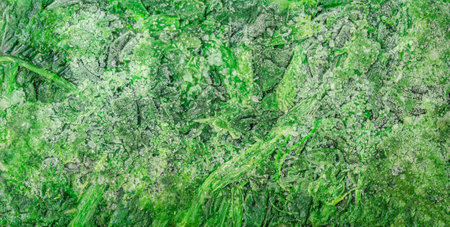 Frozen spinach leaves textured background. Iced Spinach pattern
