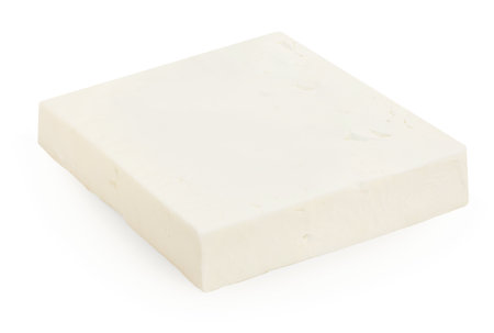 Tofu cheese isolated on white background. Tofu vegan cheese high of proteinの写真素材