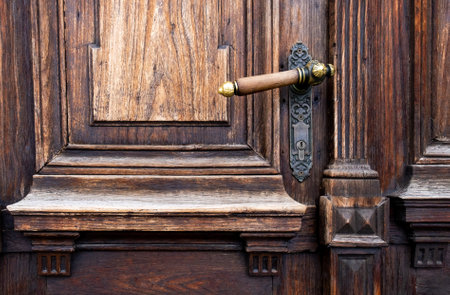 Old Wooden Threaded Door of Brown and Yellow Colorsの写真素材