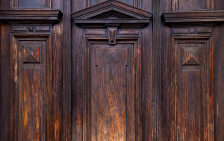 Old Wooden Threaded Door of Brown and Yellow Colorsの写真素材