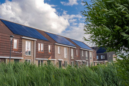 Solar Panel on The House Roof, Alternative Generator Energy in The Hague, Netherlandsの写真素材