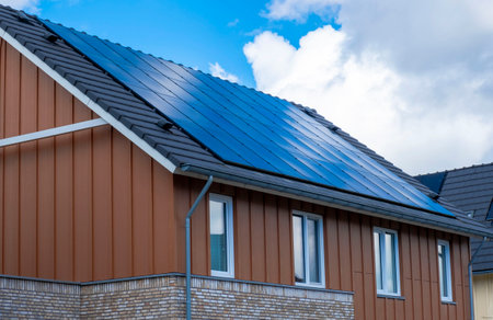 Solar Panel on The House Roof, Alternative Generator Energy in The Hague, Netherlandsの写真素材