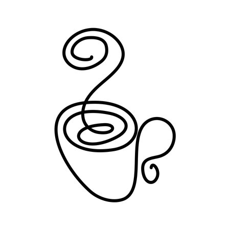 Contour drawing of a cup in a minimalistic continuous line art style. Hand drawn. Vector graphic.のイラスト素材