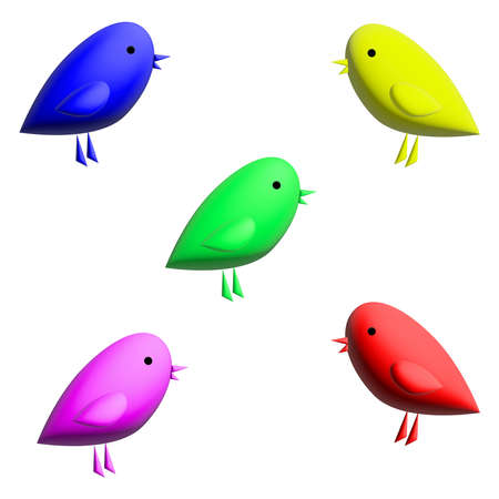 3D illustration. Colorful set with the image of birds in a minimalistic cartoon style. 3d graphics.の写真素材