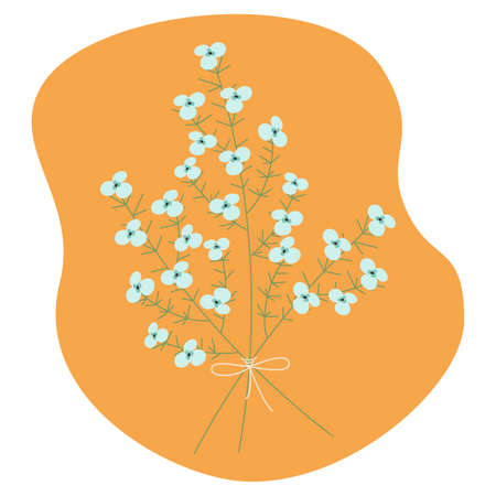 A simple floral bouquet against an abstract color splash in trendy orange tones. Sticker. Lifestyle.のイラスト素材